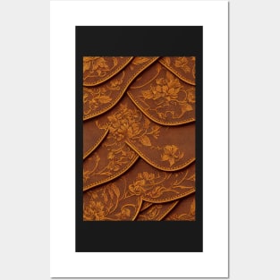 Brown Ornamental Leather Patches, natural and ecological leather print #59 Posters and Art